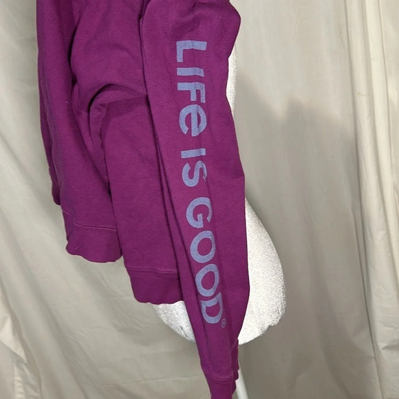 women's purple flower embroidered Life Is Good sweater size large - Picture 3 of 5